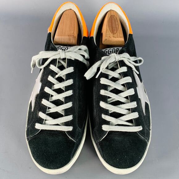 GOLDEN GOOSE SUPERSTAR Size 7 Black Orange Suede Low Top Skater Sneakers - Picture 4 of 8